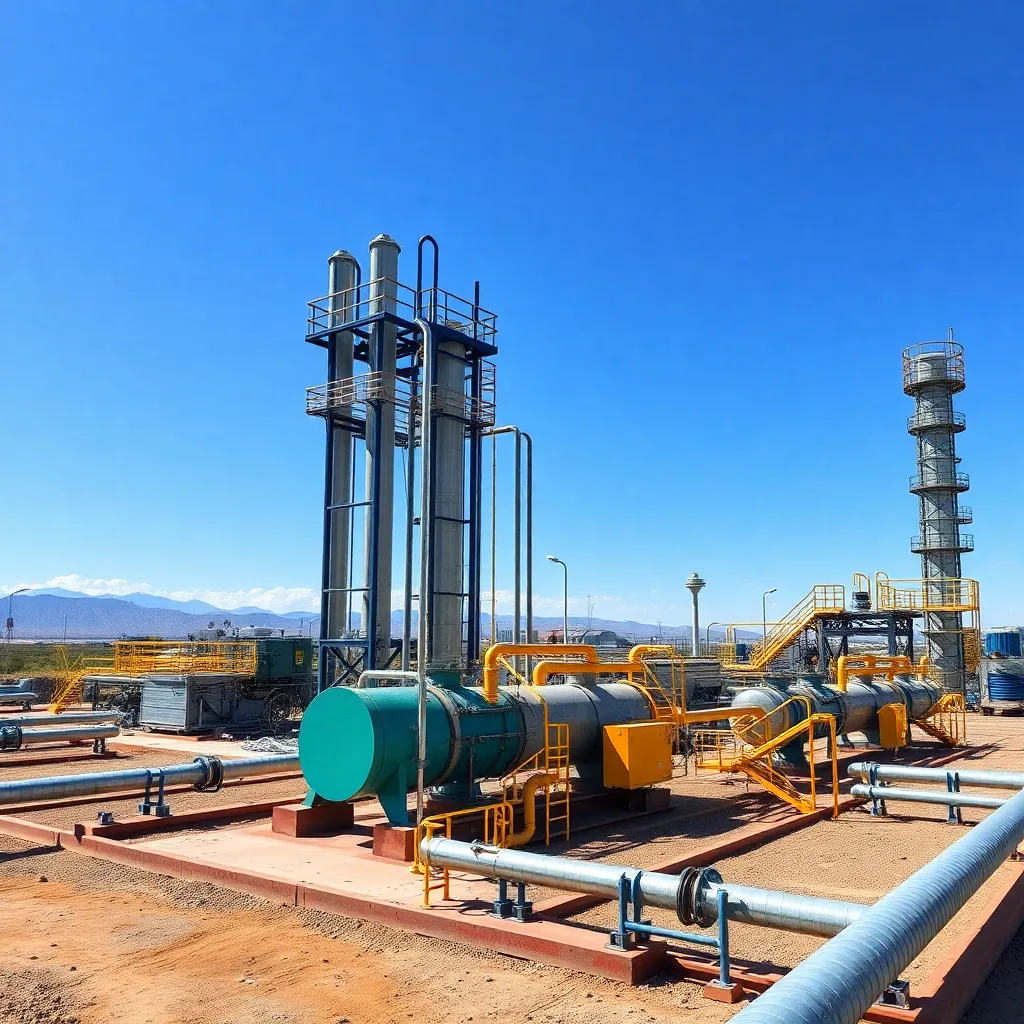 Operaciones midstream en Argentina mostrando instalaciones de procesamiento de gas natural